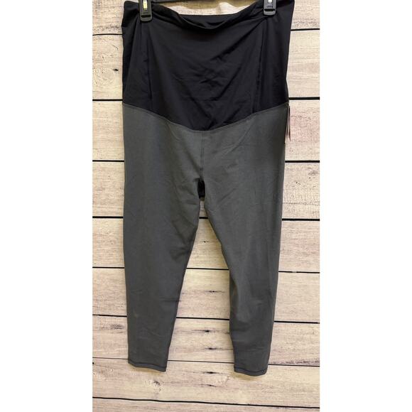 Ladies Isabel Maternity Gray Over the Belly High Waisted Activity Leggings - XXL - Picture 1 of 2